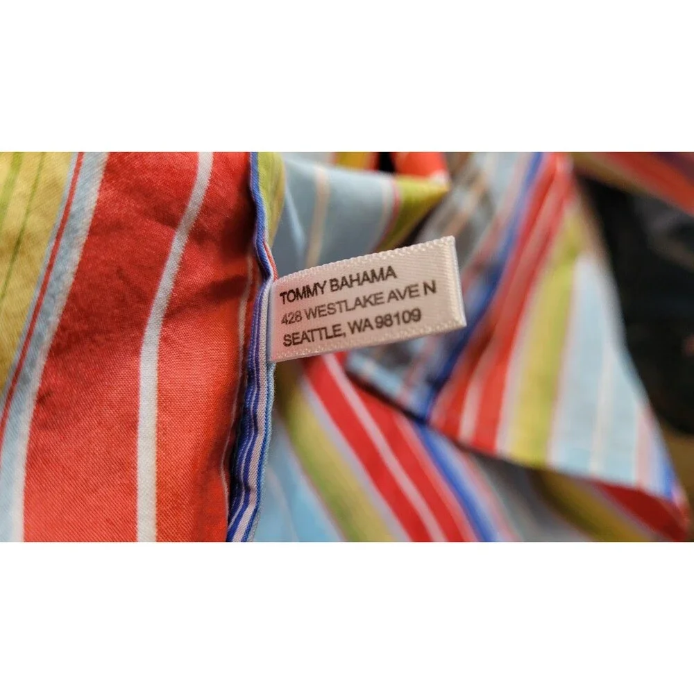 Tommy Bahama Cotton Silk Striped Button Down Shirt Men's XL Long Sleeve Beach